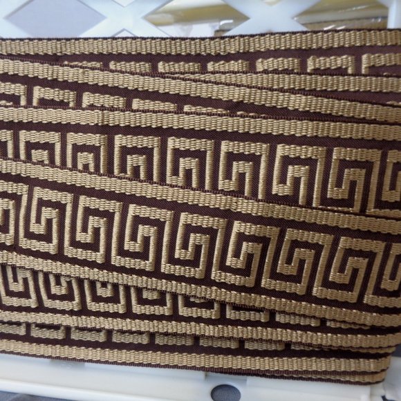 1-3/4" Greek Key Jacquard Woven Ribbon Trim 20+ yds - Picture 2 of 10